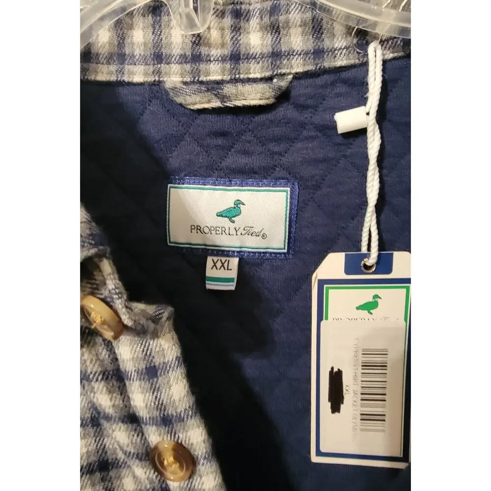 Properly Tied Cypress Shirt Jacket Olympus Plaid Navy XXL NWT